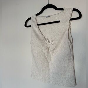 Aritzia oatmeal v-neck tie front tank top